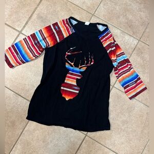 Colorful Deer Print Long Sleeve Shirt